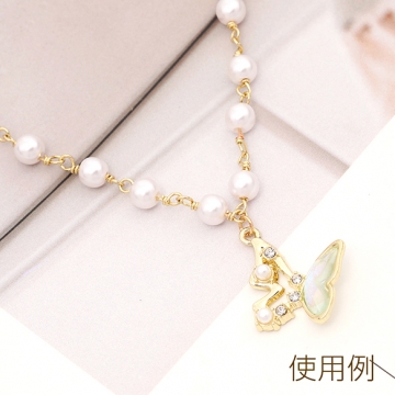 蝶チャーム 樹脂チャーム メタルチャーム パールとラインストーン付き 1カン付き オーロラカラー 約23×26mm（2ヶ）