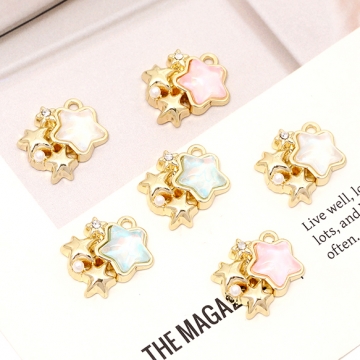 スターチャーム フレームガラスチャーム ガラスストーンチャーム 1カン付き オーロラカラー 約17×20mm（2ヶ）