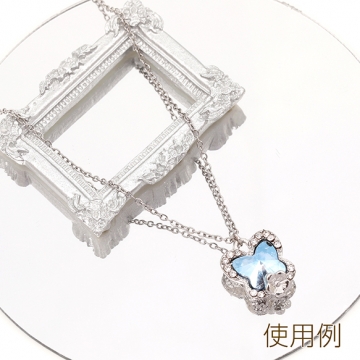 蝶チャーム フレームガラスチャーム ガラスストーンチャーム 1カン付き オーロラカラー 約14×17mm（2ヶ）