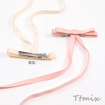 リボンへアピン ポリエステルへアピン ヘアクリップ メタルクリップ ヘアアクセサリー（2ヶ）