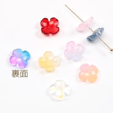 立体フラワーパーツ チェコガラスチャーム ビーズキャップ フラワーチャーム 花座 四弁花 中心穴あり 約12mm（20ヶ）