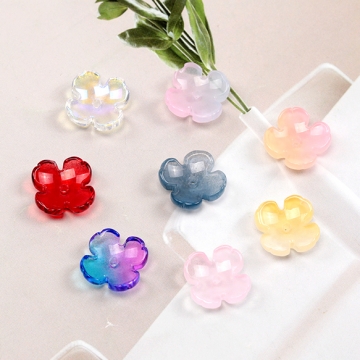 立体フラワーパーツ チェコガラスチャーム ビーズキャップ フラワーチャーム 花座 四弁花 中心穴あり 約12mm（20ヶ）