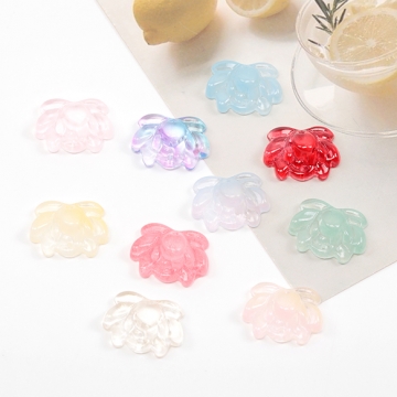 チェコチャーム チェコガラスチャーム 蓮の花コネクターパーツ 2穴あり 約16×20mm（20ヶ）