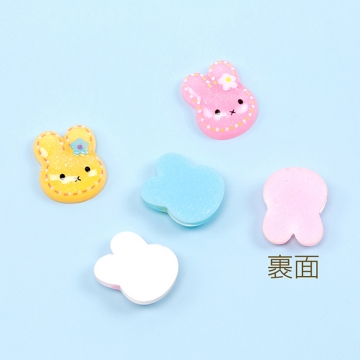 樹脂貼付けパーツ うさぎデコパーツ 兔 ウサギ樹脂カボション 半透明 約15×19mm（10ヶ）