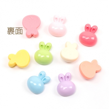 樹脂貼付けパーツ うさぎデコパーツ 兔 ウサギモチーフデコパーツ 樹脂カボション パステルカラー 約16×20mm（10ヶ）