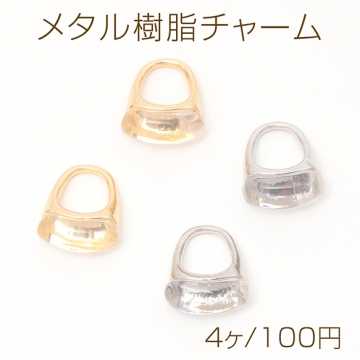 メタル樹脂チャーム クリア樹脂付き メタルチャーム 1カン付き 約12×15mm（4ヶ）