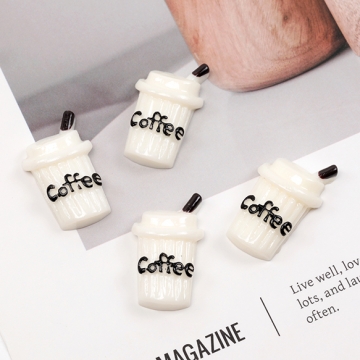 樹脂貼付けパーツ 樹脂カボション コーヒーカップ貼付けパーツ コーヒーカップモチーフデコパーツ 約17×27mm（10ヶ）