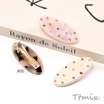 ヘアクリップ カラーストーン付き 前髪クリップ 髪留め ヘアアクセサリー 約1.7×4cm（1ヶ）