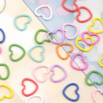 デザイン丸カン マルカン ハート型 カラーハートカン つなぎパーツ 留め金具 基礎金具 コネクターパーツ カラーアソート