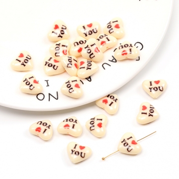 アクリルビーズ ハートビーズ 手作りストラップ キーホルダー ブレスレット用ビーズ 縦穴 約12×15mm  (20ヶ)