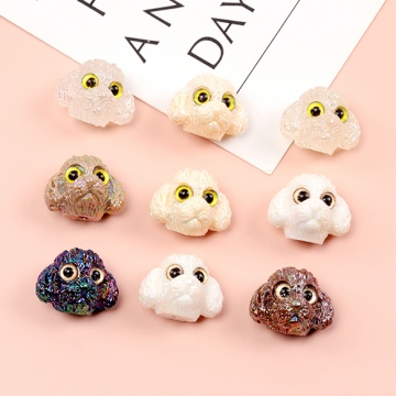 アクリルビーズ 犬顔ビーズ 手作りストラップ キーホルダー ブレスレット ピアス用ビーズ 約15×19mm  (2ヶ)
