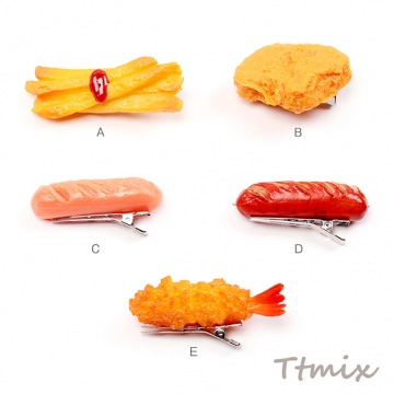 ヘアクリップ 食品サンプルヘアクリップ エビフライ ミニチュアフード前髪クリップ