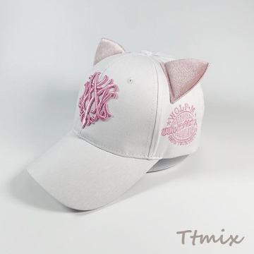 猫耳キャップ ねこ耳帽子 刺繍LOGO入り y2kファッション Y2Kコーデ帽子 サイズ調節可 フリーサイズ