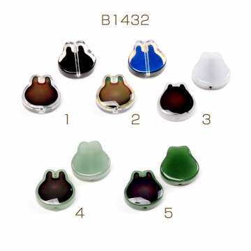 ガラスビーズ 温度で色変化 ミラージュ―ビーズ  うさぎフェイス型 縦穴 約14×14.5mm (4ヶ)