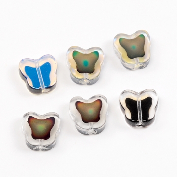 ガラスビーズ 温度で色変化 ミラージュ―ビーズ  蝶型 縦穴 約14×14.5mm (4ヶ)