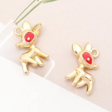 小鹿チャーム シカチャーム バンビチャーム カン付き 約15×17mm  (2ヶ)