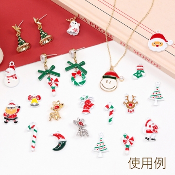 クリスマスチャーム ツリーチャーム トナカイチャーム サンタクロースチャーム エポチャーム カン付き  (4ヶ)