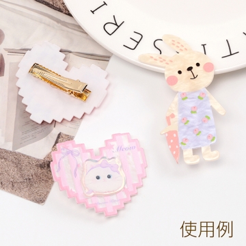 貼り付けパーツ 大きいウサギプレート貼付けパーツ うさぎパーツ ヘアクリップ デコパーツ 約40×71mm (2ヶ)