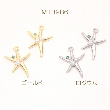 マリンチャーム ヒトデモチーフ 海の生き物チャーム 立体メタルチャーム 1カン 約20×26mm (2ヶ)