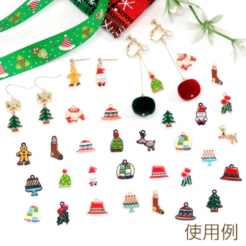 クリスマスチャーム ジンジャークッキーモチーフ 立体クリスマスチャーム エポチャーム 1カン付き 約10×16mm (4ヶ)