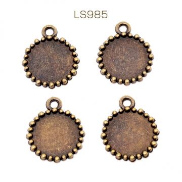 ミール皿 金古美 UVレジンセッティング台 レジン台座 アンティーク調 1カン付き 約16×20mm（4ケ）
