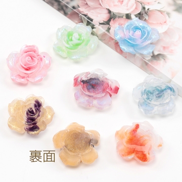 樹脂貼付けパーツ カメリア 花 フラワー貼付けパーツ フラワーカボション フラワーデコパーツ 全8色 約28mm (6ヶ)