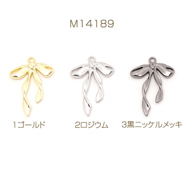 リボンチャーム ゴシック風リボンチャーム りぼんチャーム メタルチャーム 1カン付き 全3色 約21×30mm (4ヶ)