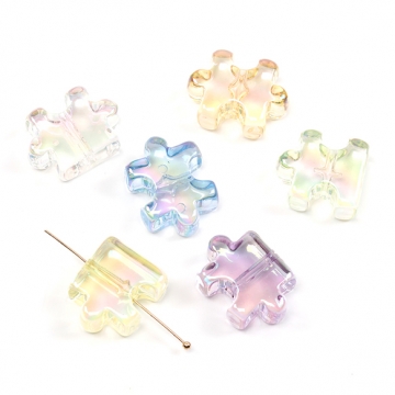 アクリルビーズ パズルビーズ ヘアゴム ネックレス ブレスレット制作におすすめ 通し穴あり 約18-27mm (4ヶ)