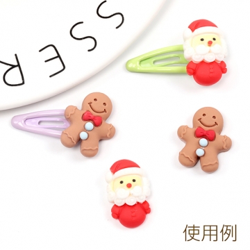 樹脂貼付けパーツ サンタクロース ジンジャークッキーモチーフ クリスマス貼付けパーツ クリスマスデコパーツ (8ヶ)