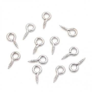 ヒートン UVレジン用ネジパーツ 穴あけ基礎金具 ヒートンフック 防アレルギー金具 色褪せしにくい 約4x8㎜（20ヶ）