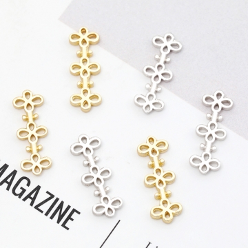 メタルパーツ フラワーパーツ メタルチャーム コネクターパーツ ジョイントパーツ つなぎパーツ 接続金具 約6×18mm(4ヶ)