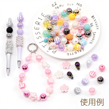 スカルビーズ アクリルビーズ スカル 高品質 約12×16mm（6ヶ）