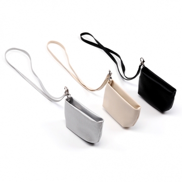 ミニ財布 小銭入れ ウォレット PU シンプル 約3×9×14cm 紐40cm（1ヶ）