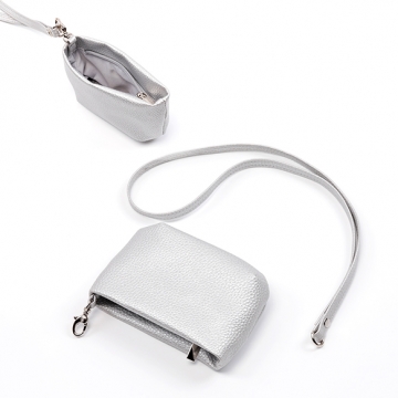 ミニ財布 小銭入れ ウォレット PU シンプル 約3×9×14cm 紐40cm（1ヶ）