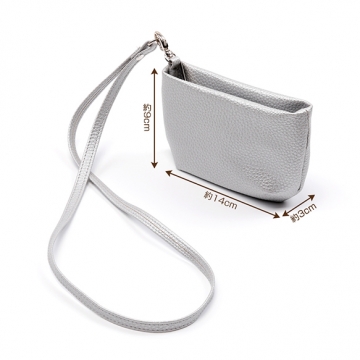 ミニ財布 小銭入れ ウォレット PU シンプル 約3×9×14cm 紐40cm（1ヶ）