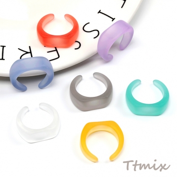 ファッションリング つや消し オープンリング 指輪 樹脂製 13号 内径約17mm 幅約8mm（2ヶ）
