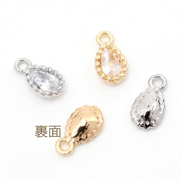 ガラスストーンチャーム 雫 カン付き 約5×10mm（6ヶ）