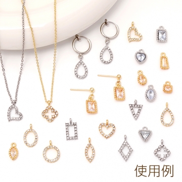 ガラスストーンチャーム 雫 カン付き 約5×10mm（6ヶ）