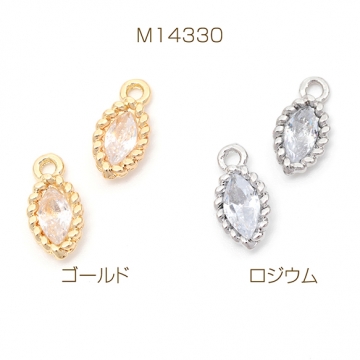 ガラスストーンチャーム ホースアイ カン付き 約5×11mm（6ヶ）