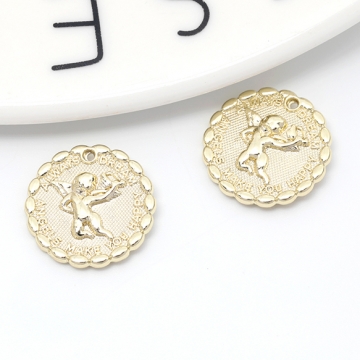 メタルチャーム 天使 ラウンド 合金製 約16mm（4ヶ）