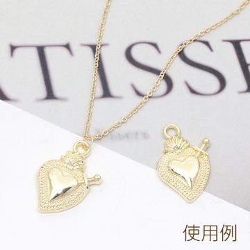 メタルチャーム ハート 合金製 約15×22mm（6ヶ）