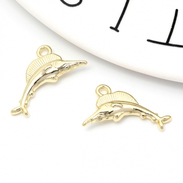 メタルチャーム 魚 フィッシュ 合金製 約13×23mm（4ヶ）