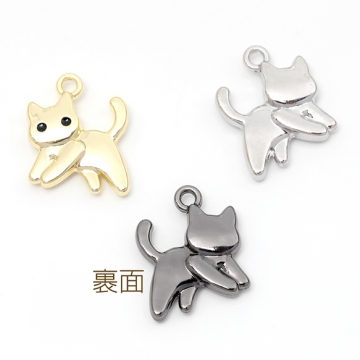 メタルチャーム 猫 キャット 合金製 約15×18mm（4ヶ）