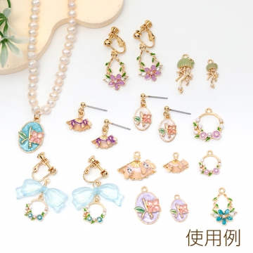 エポチャーム フラワー 花 リング型 カン付き 合金製 サイズ2種（2ヶ）