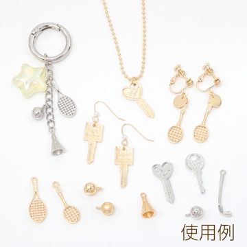 メタルチャーム テニス 合金製 約7×10.5mm（6ヶ）