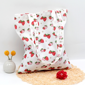 トートバッグ いちご柄 苺 イチゴ エコバッグ 約30×36cm（1個）