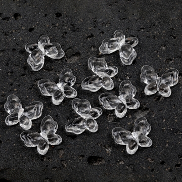 アクリルパーツ リボン 蝶々 クリア 穴あり 約17.5×21mm（10ヶ）