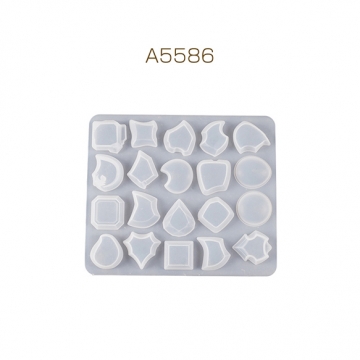 シリコンモールド 図形 三日月 しずく 丸 四角 台形 UVレジン型 樹脂粘土型 14.9×17.4×0.9cm(1ヶ)