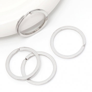 キーホルダー金具 キーリング 丸型 ストラップ金具 ロジウム 約32mm (10ヶ)