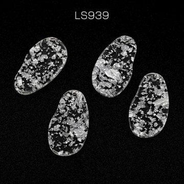 アクリルパーツ 1穴 不規則型 クリア 銀箔 約15×28mm（10ヶ）